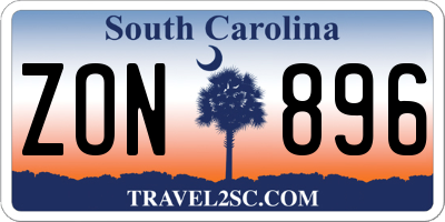 SC license plate ZON896