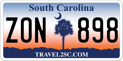 SC license plate ZON898