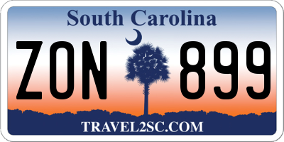SC license plate ZON899