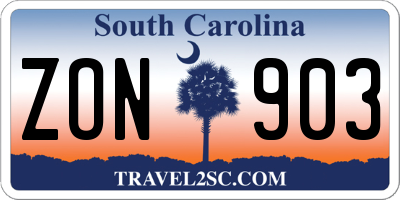 SC license plate ZON903