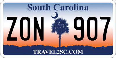 SC license plate ZON907