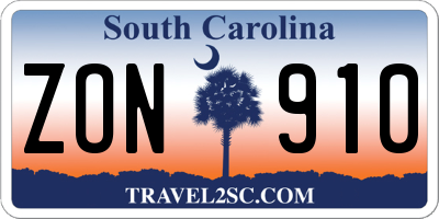 SC license plate ZON910