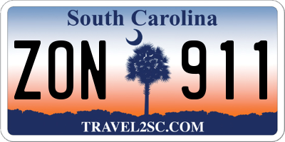 SC license plate ZON911
