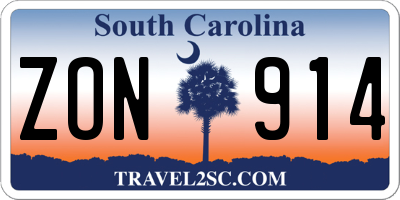 SC license plate ZON914
