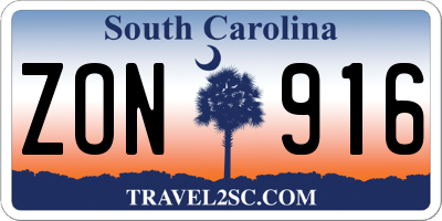 SC license plate ZON916