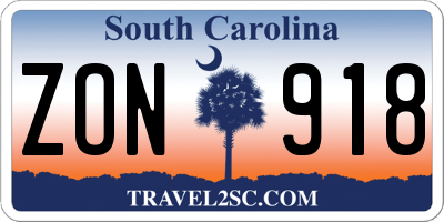 SC license plate ZON918