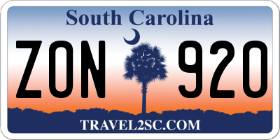 SC license plate ZON920