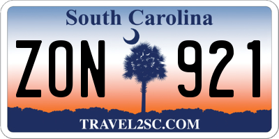 SC license plate ZON921