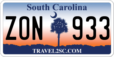 SC license plate ZON933