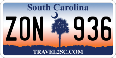 SC license plate ZON936