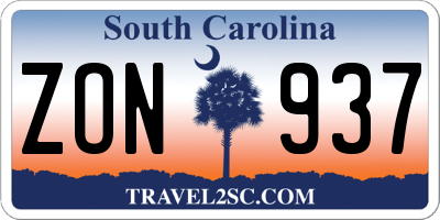 SC license plate ZON937