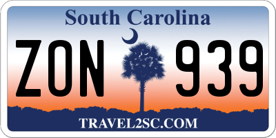 SC license plate ZON939