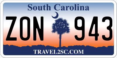 SC license plate ZON943
