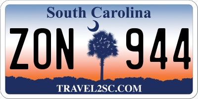 SC license plate ZON944