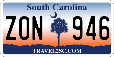 SC license plate ZON946