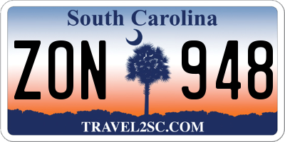 SC license plate ZON948