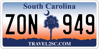 SC license plate ZON949