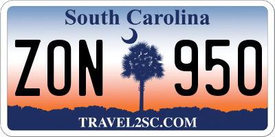 SC license plate ZON950