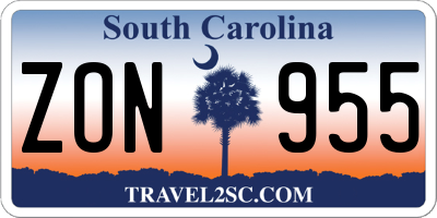 SC license plate ZON955