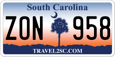 SC license plate ZON958
