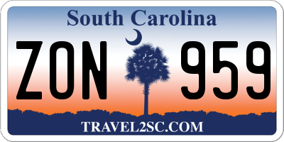 SC license plate ZON959