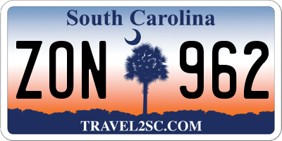 SC license plate ZON962