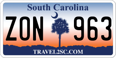 SC license plate ZON963