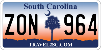 SC license plate ZON964