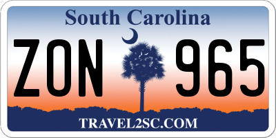 SC license plate ZON965