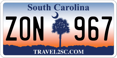 SC license plate ZON967