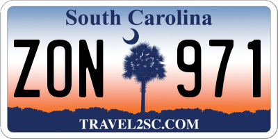 SC license plate ZON971