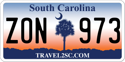 SC license plate ZON973