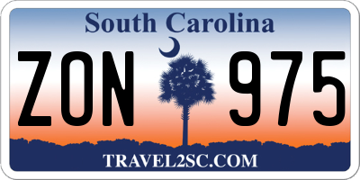 SC license plate ZON975