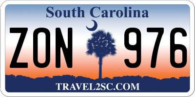 SC license plate ZON976