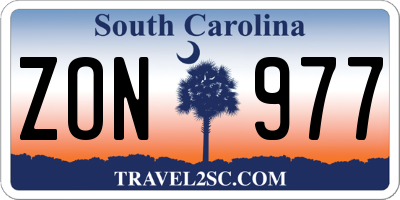 SC license plate ZON977
