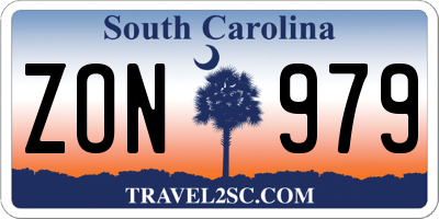 SC license plate ZON979