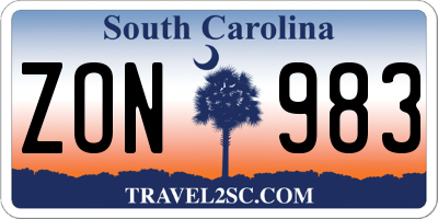 SC license plate ZON983