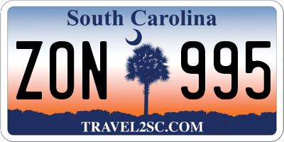SC license plate ZON995