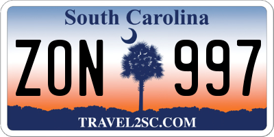SC license plate ZON997