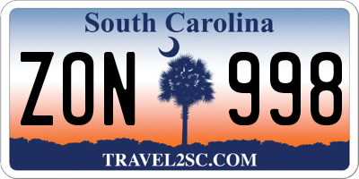 SC license plate ZON998