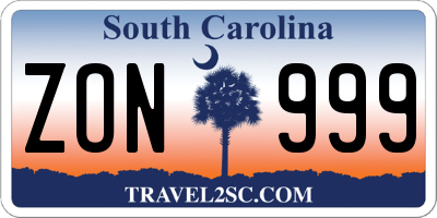 SC license plate ZON999