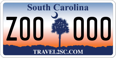 SC license plate ZOO000