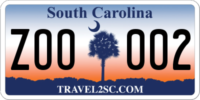 SC license plate ZOO002