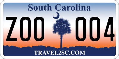 SC license plate ZOO004