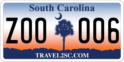 SC license plate ZOO006