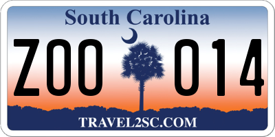 SC license plate ZOO014