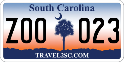 SC license plate ZOO023