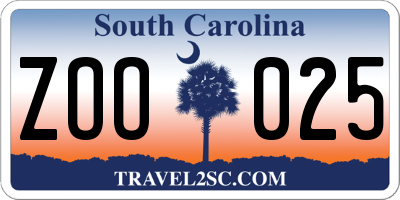 SC license plate ZOO025
