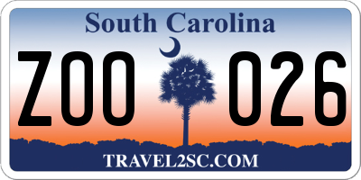 SC license plate ZOO026