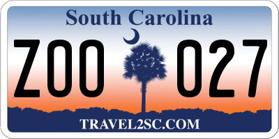 SC license plate ZOO027